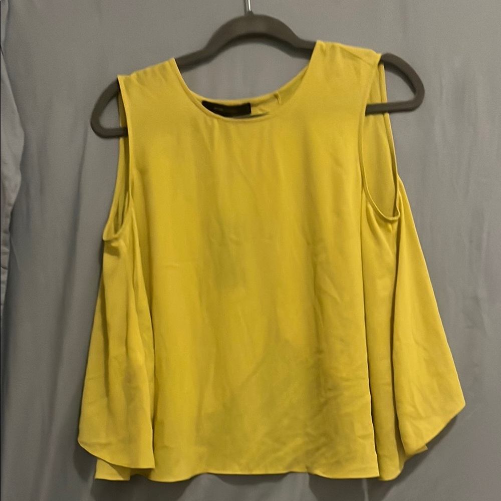 BCBGMaxAzria Yellow Boxy Cut Out Blouse